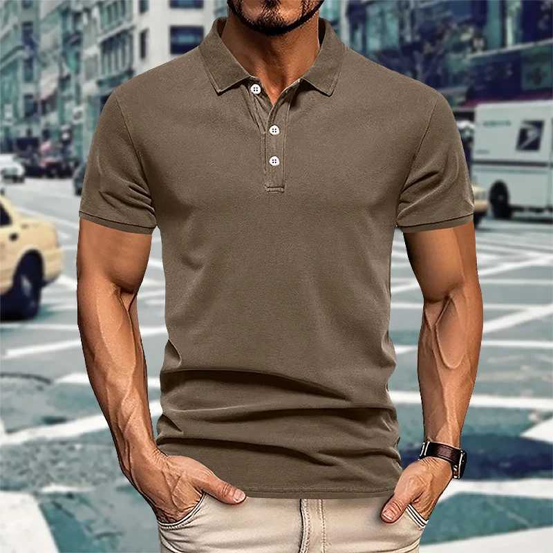 Mens Casual Short-Sleeved Polo Shirt Solid Color Lapel 2024 New Summer Fashion Sports Breathable T-Shirt Top XJ250725