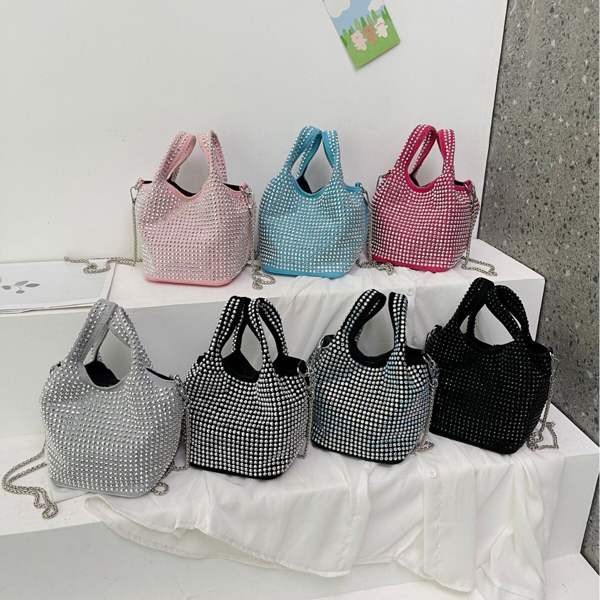 Luxury Brand Designer Bag Textured Diamond-Studded Handbag For Women 2025 New European And American Shiny Trendy Single-Shoulder Chain Crossbody Bucke