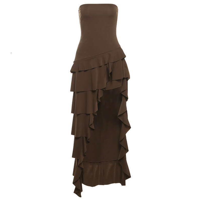 2025 Summer New Irregular Waist Slim Fit Elegant Fashion Casual Strapless Dress Women's Clothing da1