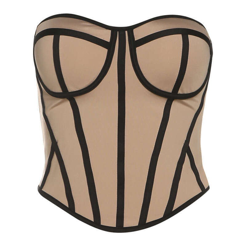 2024 Autumn Winter New Women's Solid Color Slim Street Fashion Off-Shoulder Tube Top Backless Vest 346