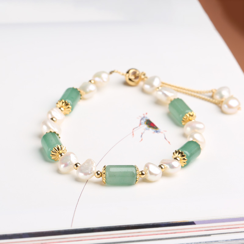 New Design Natural Rose Quartz Barrel Beads & Baroque Freshwater Pearl Bracelet Trendy Fresh Style Jewelry for Women