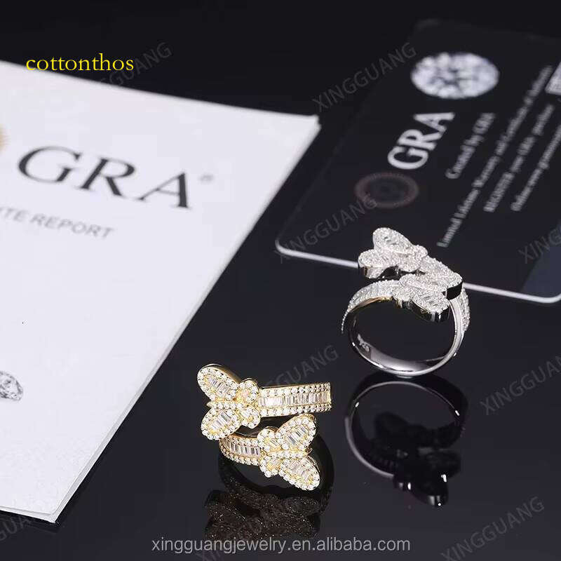 XingGuang Fashion Rings Jewelry S Sterling Sier With D VVS Moissanite Butterfly Design Ring for Women Girls