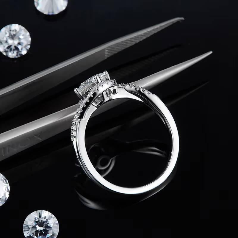 925 Sterling Silver D Color VVS 1ct Moissanite Engagement Rings for Women White Gold Jewelry