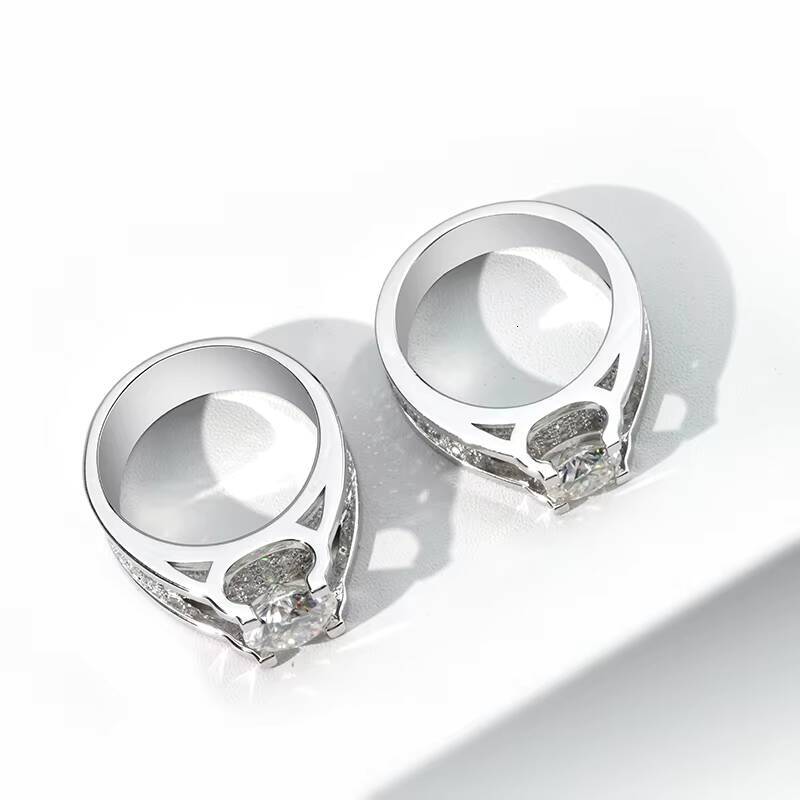 Fine Jewelry Engagement Ring Side Zircon Gemstones Men Silver Ring 925 D VVS 1ct 2ct Moissanite Diamond Men Ring