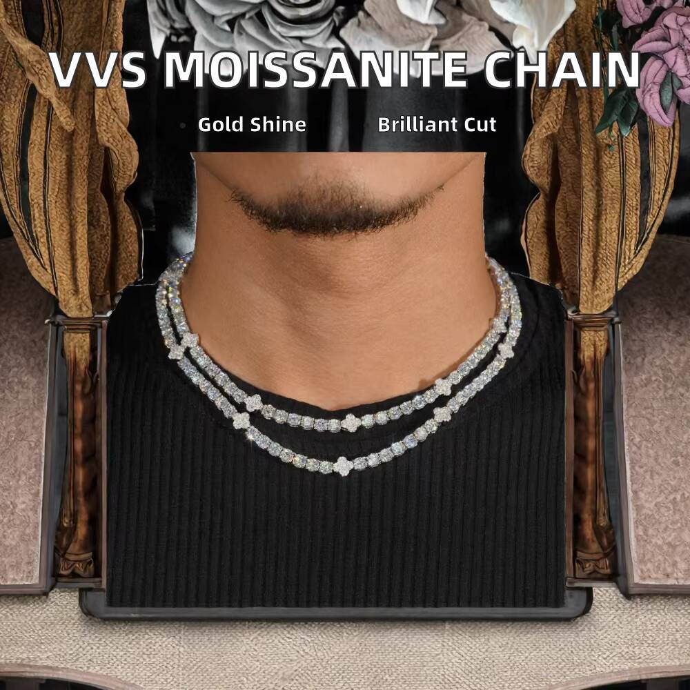 Wholesale Women Jewelry 925 Silver Classic 2mm 3mm 4mm Necklace Gradual VVS Moissanite Tennis Chain