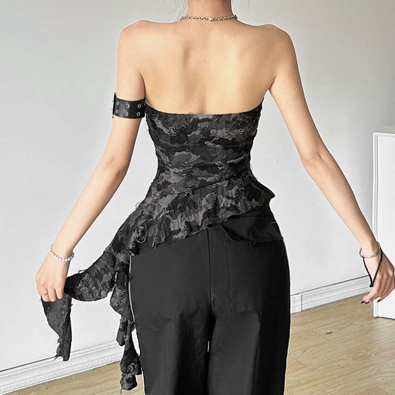 2024 Summer New Women's Solid Color Slim Street Fashion Off-Shoulder Sexy Backless Tank Top 71d