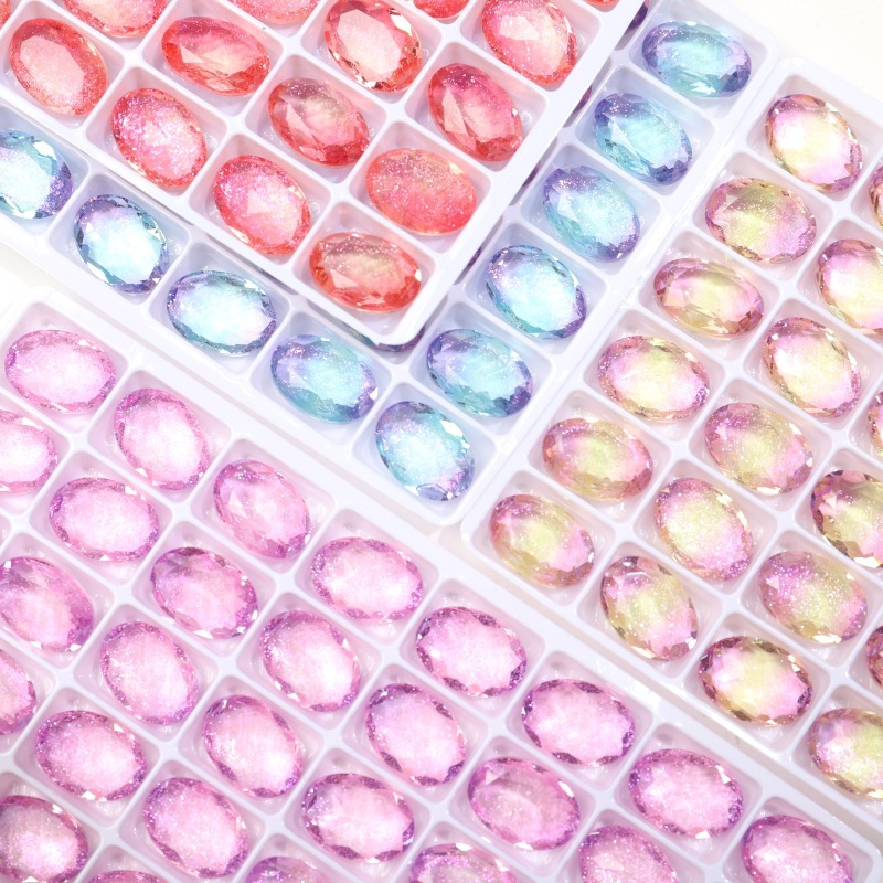 10 * 14MM Dan shaped tourmaline diamond glass nail drill pigeon egg gradient colorful pointed bottom diamond