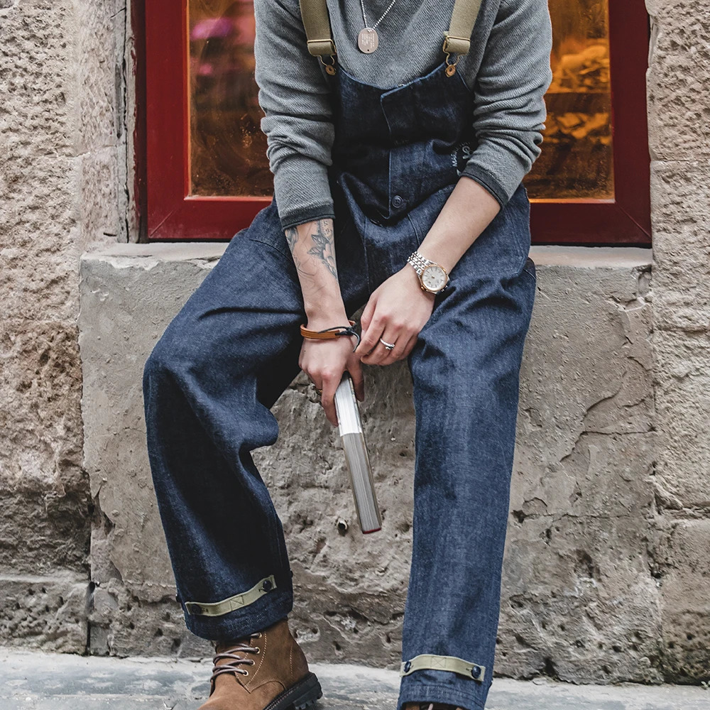 Maden Safari Style MultiPocket Overalls Streetwear Work Cargo Jumpsuit Retro Straight Leg Pant Dungarees Baggy Bib Trousers 250725