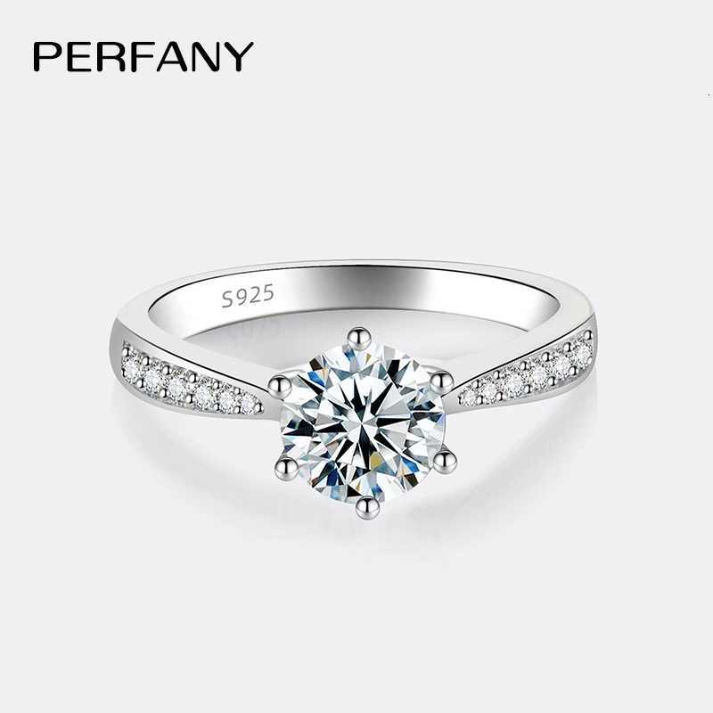 PERFANY 0.5-3CT Womens Moissanite Ring S925 Pure Silver Sparkling Engagement Ring Wedding High End Jewelry W250417