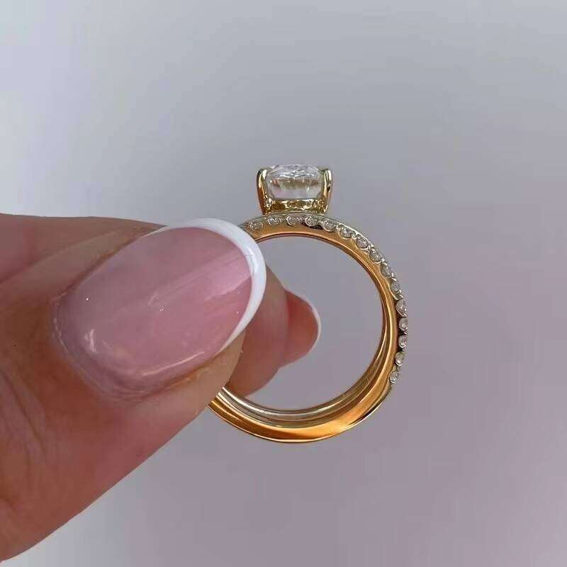 Wholesale Fashion Ladies Jewelry 2.5 Oval Cut Bridal Set Moissanite Rings for Women Wedding Engagement