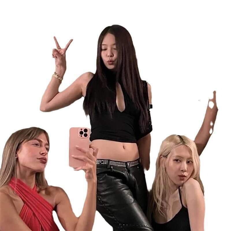 2024 Summer New Women's Solid Color Slim Fit Crop Street Fashion Round Neck Sleeveless Top 410