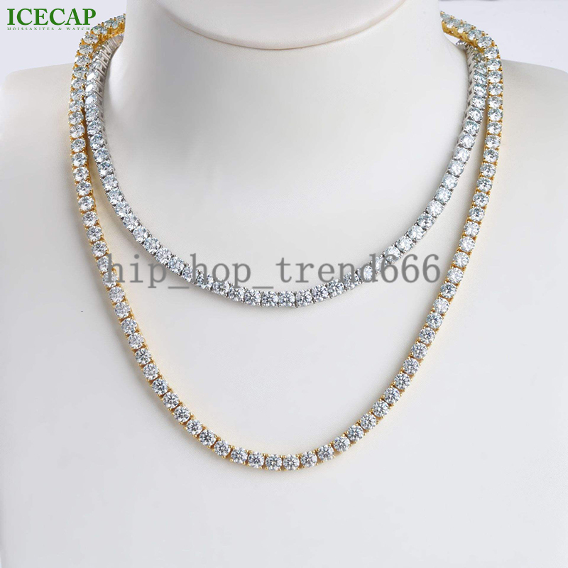 4mm 5mm Fine Jewelry Tennis Chain Setting Single Row VVS Moissanite Diamond Luxury Hip Hop 925 Silver Necklace for Men Women