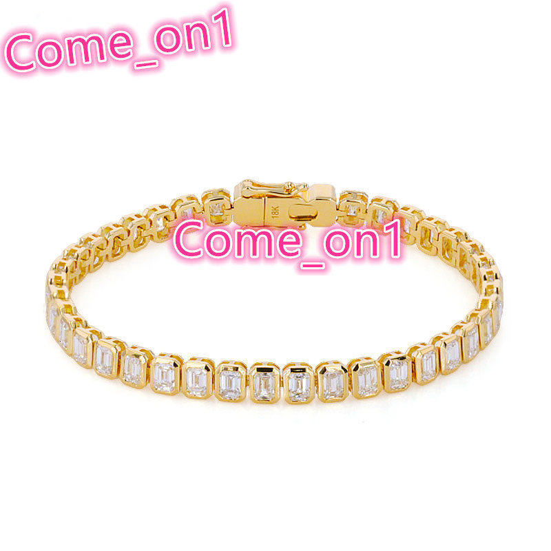 Emerald cut lab grown diamond tennis chain HPHT Diamond bezel setting bracelet lab diamond tennis chain