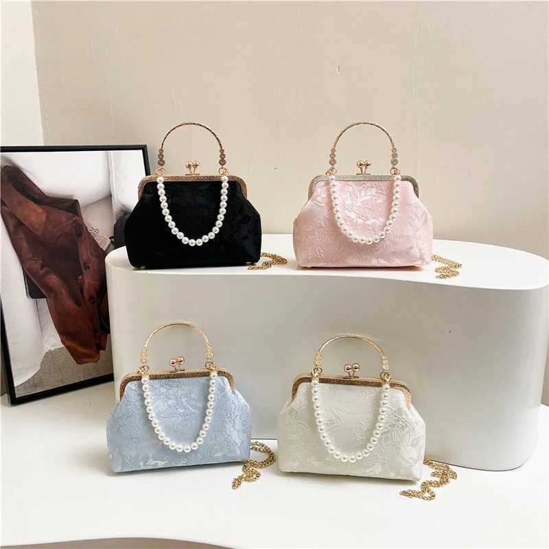 Vintage Classic Lace Bag Pearl Ning Bags Wedding Shell Lock Bags Wen Shoder Crossbody Bag Chain Wens Handbags Purses Y250725