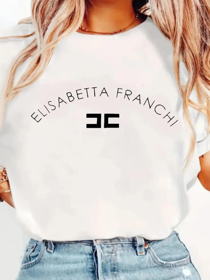 Women's T Shirts 2025 Elisabetta Franchi Short Sleeve Luxury Brand T-shirt Fashion Tops Women Summer Clothing