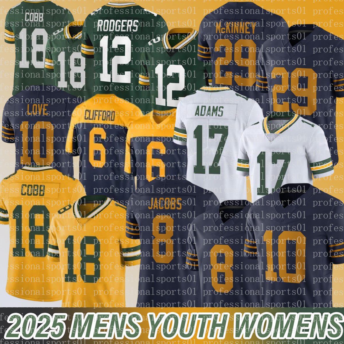 Green BayS PackersS Jersey PackersJersey Jordan Love Josh Jacobs Jayden Reed Romeo Doubs Matthew Golden Xavier McKinney Football Jerseys