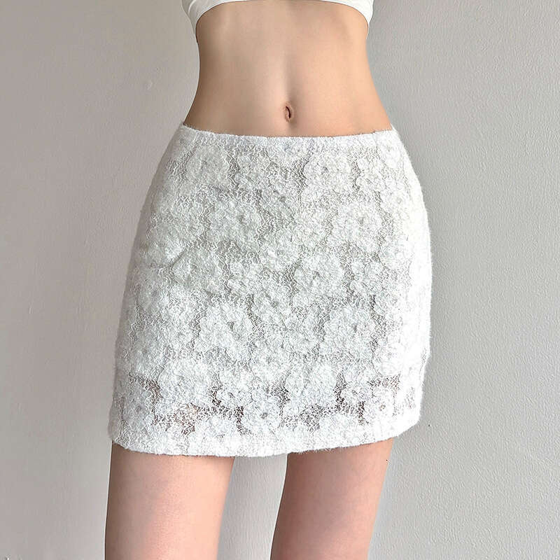 2025 Summer New Solid Color Sexy Mesh Pure Desire High Waist Slim Fit Elegant Versatile Women's Skirt 15f