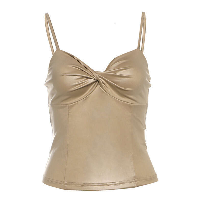 2025 Spring New Women's Fashion Solid Color Slim Street Style V-Neck Strap Backless Tank Top 4b1