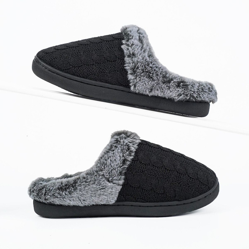 Couple's New Versatile Warm Faded Furry Non-Slip Thickened Cotton Slippers