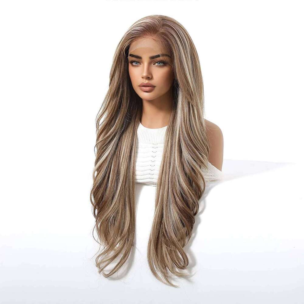 BlONDE UNICORN Lace Synthetic Wig Brown White Highlight Curly Hair Women Wigs Daily Cosplay Heat Resistant Fiber Natural