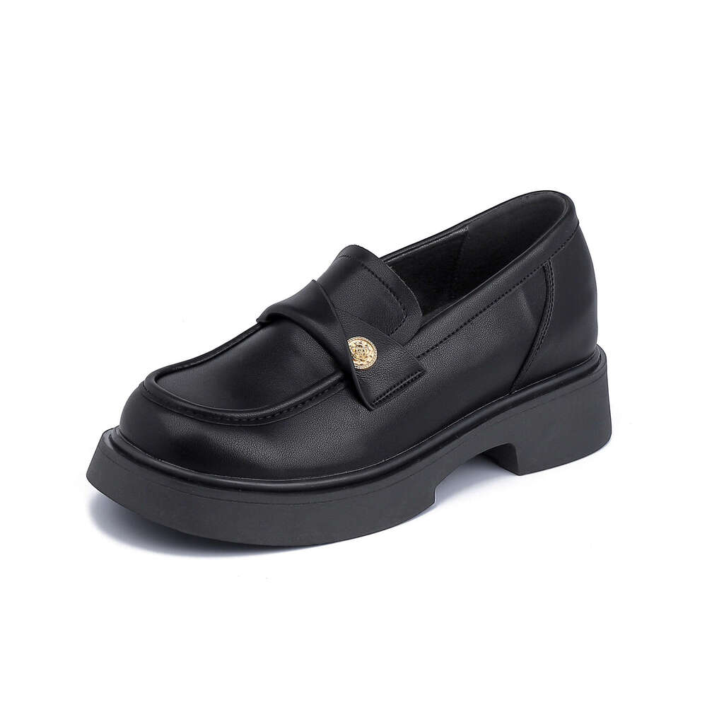 Designer Spring New Height-Increasing Thick-Soled Loafers Petite French Campus Style Small Leather Shoes for Women