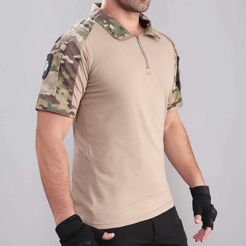 Camouflage Tactical T-Shirts Mens Summer Quick Dry Short Sleeve T-Shirts Breathable Wear-resistant Outdoor Hiking Sport Tees Y250724