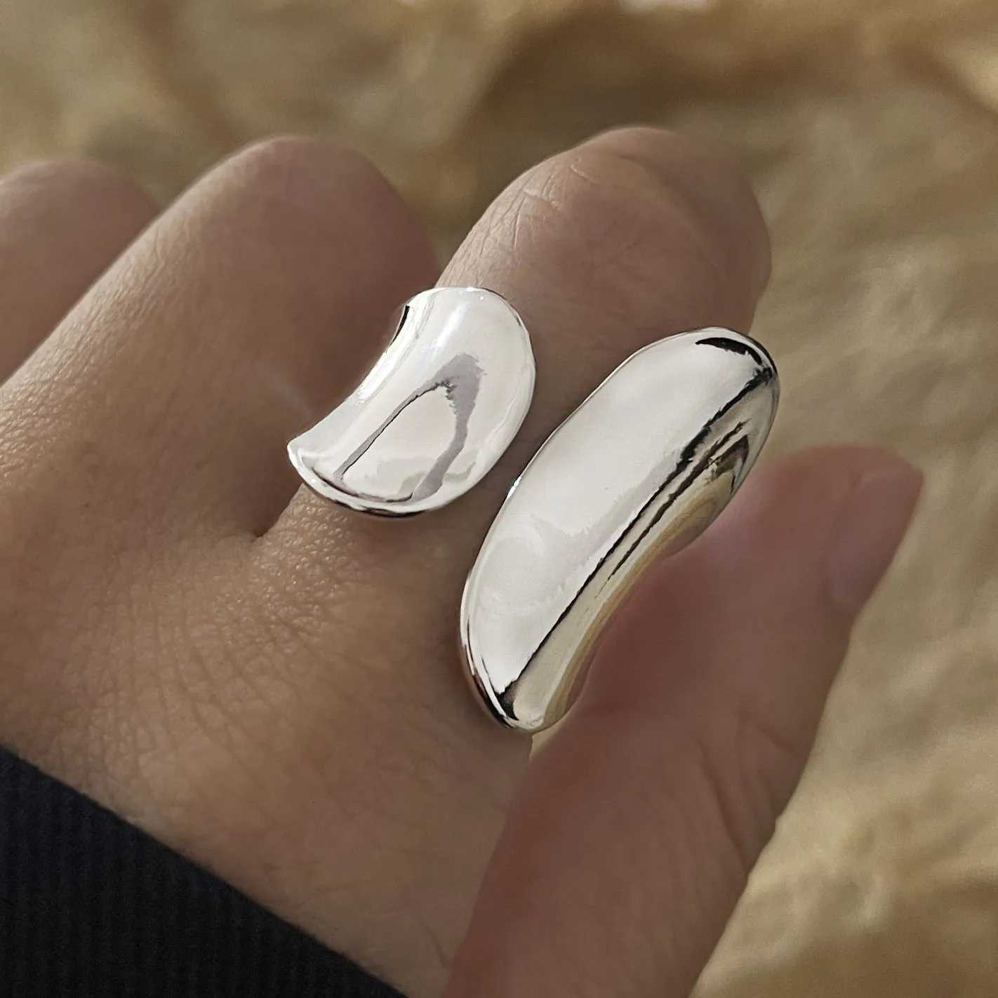 925 sterling silver ring for women simple retro handmade adjustable finger shiny ring fashionable band for women Bijoux gift W250417