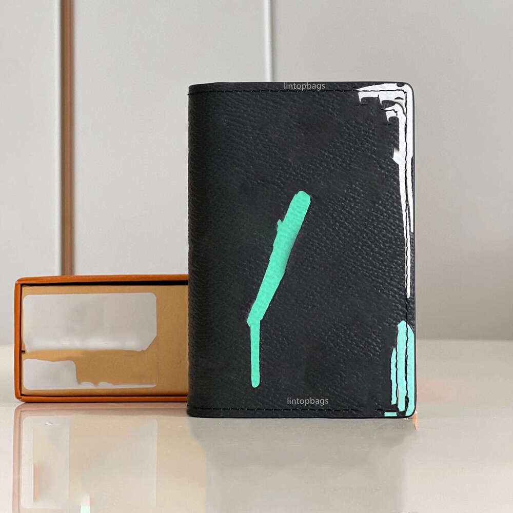Designer New fashion famous graffiti painted canvas wallet men's coin purse luxury man clutch Flip wallet CheckBook Card holder messenger bag