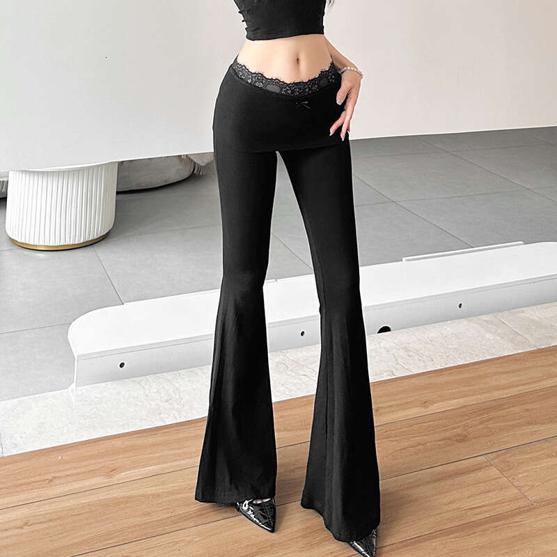 2024 Summer New Fashion Solid Color Sexy High Waist Straight Flared Casual Pants for Women f44