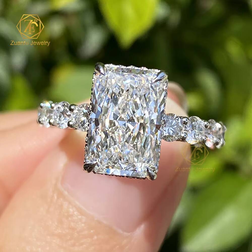 Factory Custom GIA IGI Certified VVS CVD Lab Grown Created Diamond 10k 14k 18k Gold Radiant Cut 1-3CT Wedding Engagement Ring