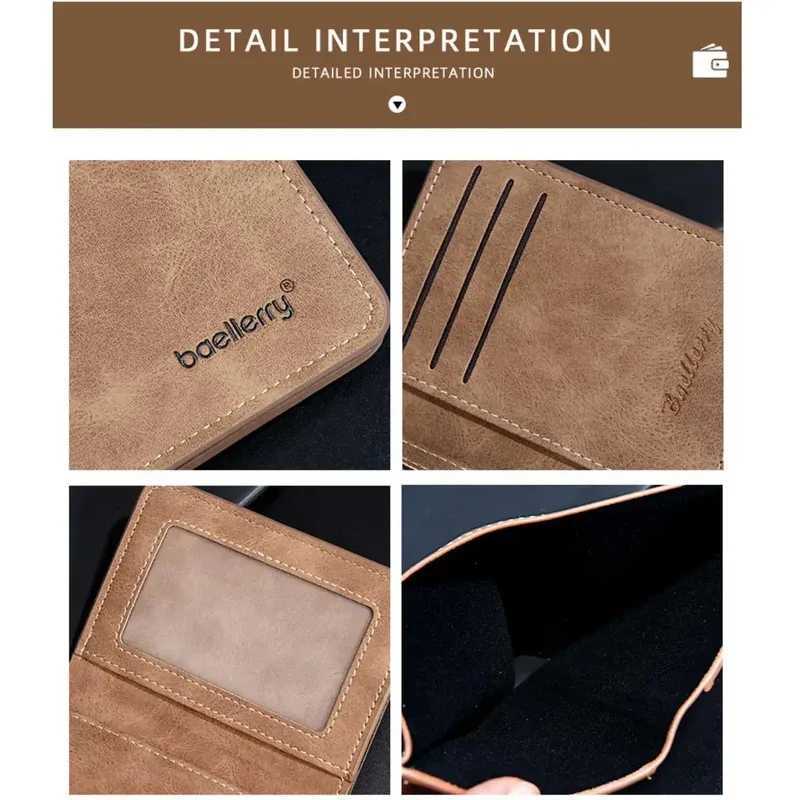 Thin matte leather multifunctional double fold mens short wallet card drivers license card holder casual Z250725