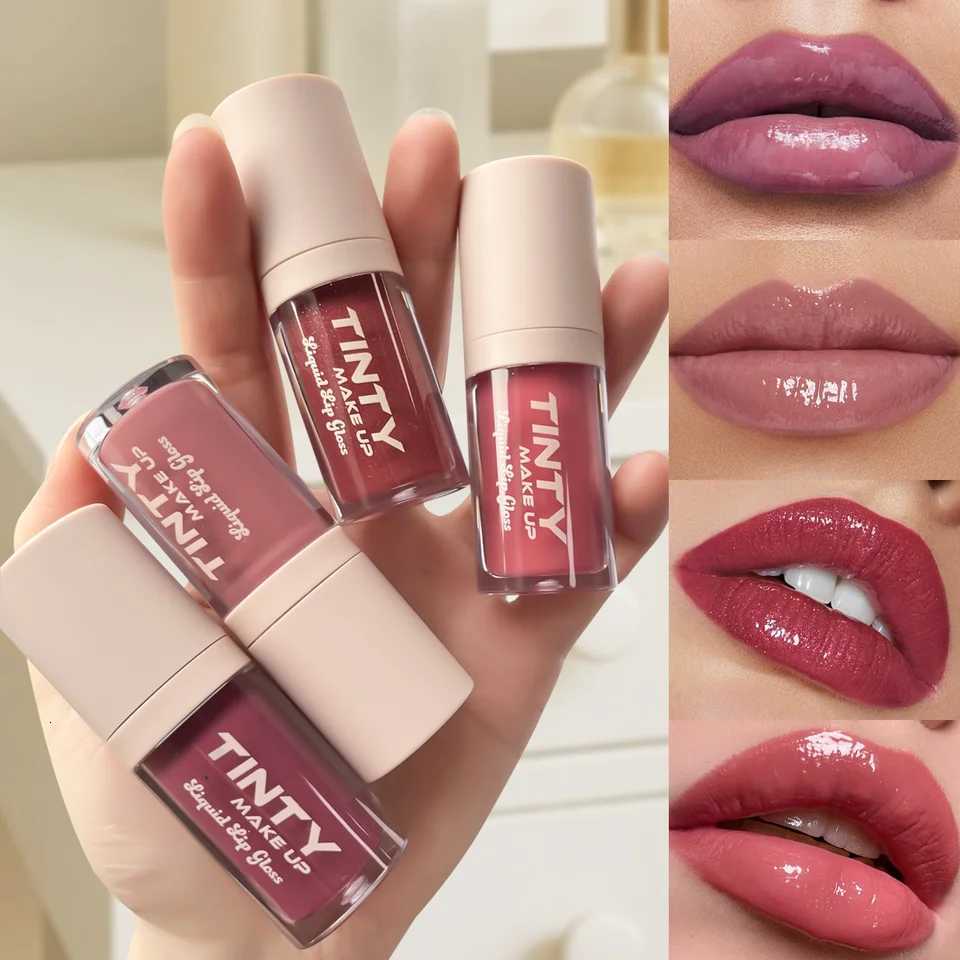 Four color mirror lip gloss lip oil nude brown moisturizing transparent lip makeup cosmeticsXJ250724