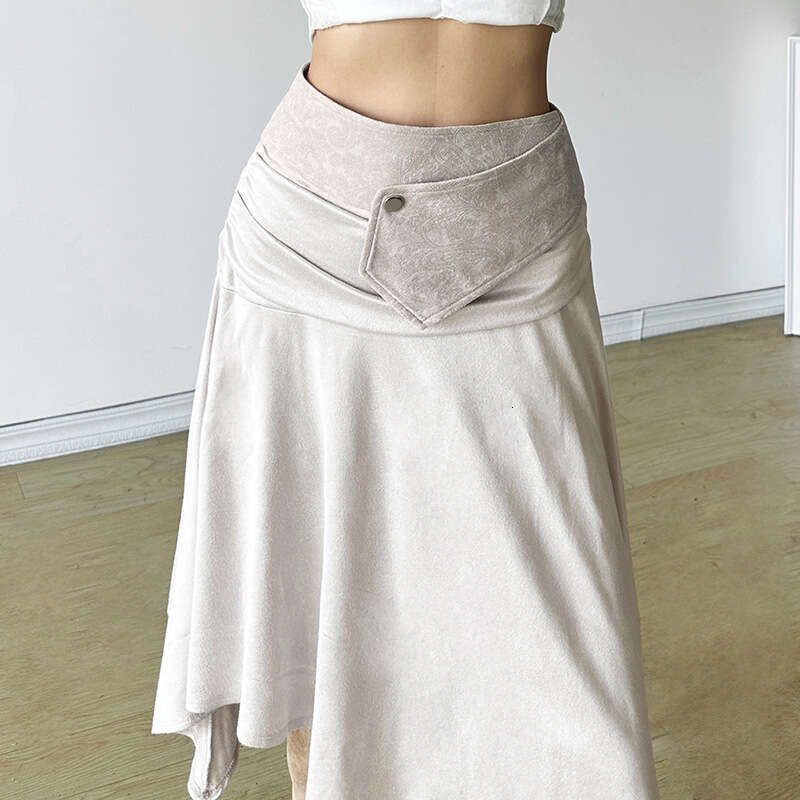 2024 Autumn New Women's Fashion Solid Color Loose Street Style High Waist Irregular Skirt 723