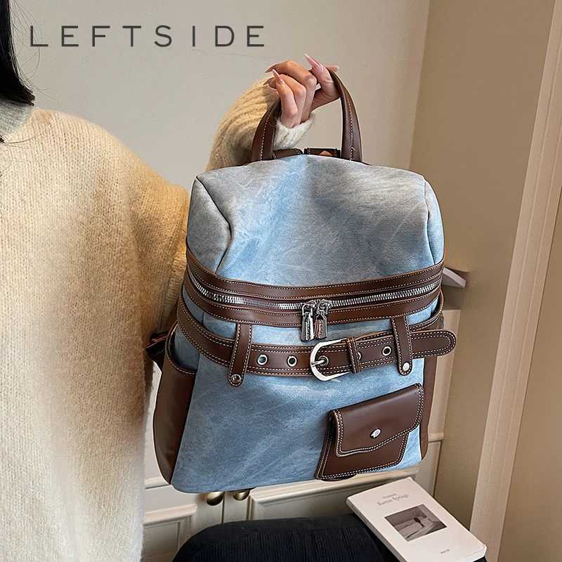 Leftside Wens Pu Leather Small Backpacks 2025 New Fi Vintage Luxury Designer Backpack Student School Bag Back Packs Y250724
