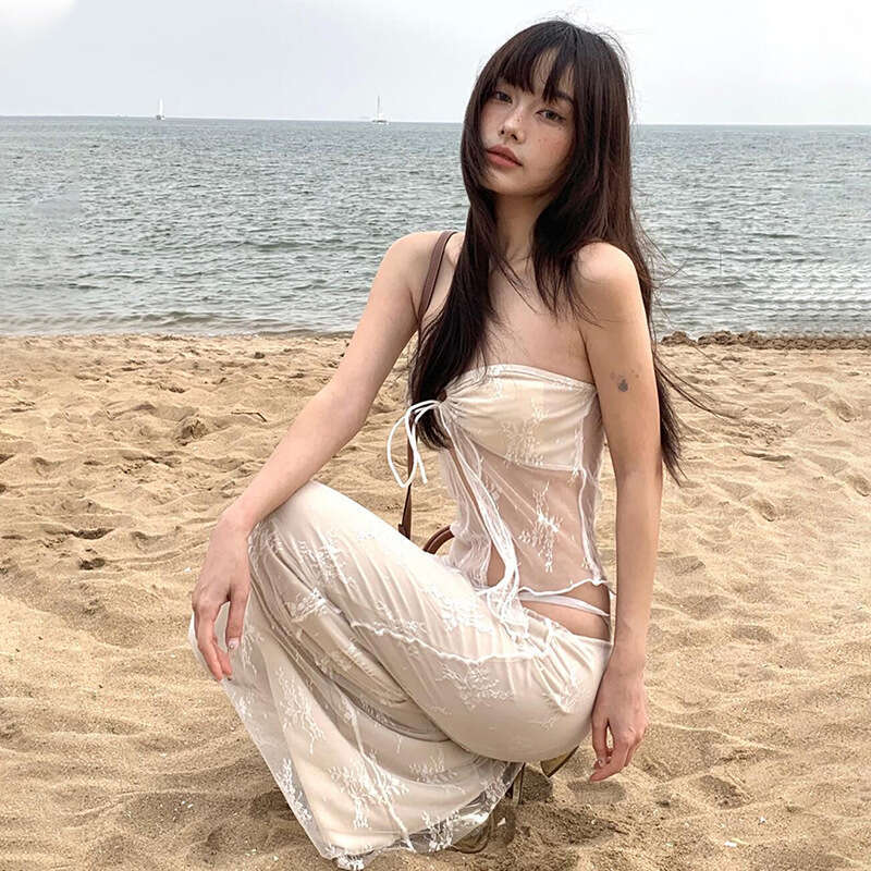 2025 Spring New Women's Solid Color Slim Fit Tube Top Vest Fashion High Waist Skirt Set a10