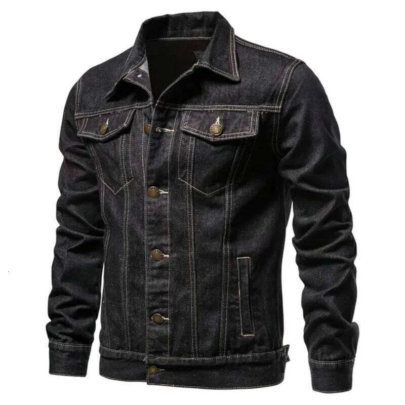 New Autumn Men's Workwear Jeans Jacket Loose Casual Versatile Youthful Male Solid Color Tops Dnim Mens Outwear