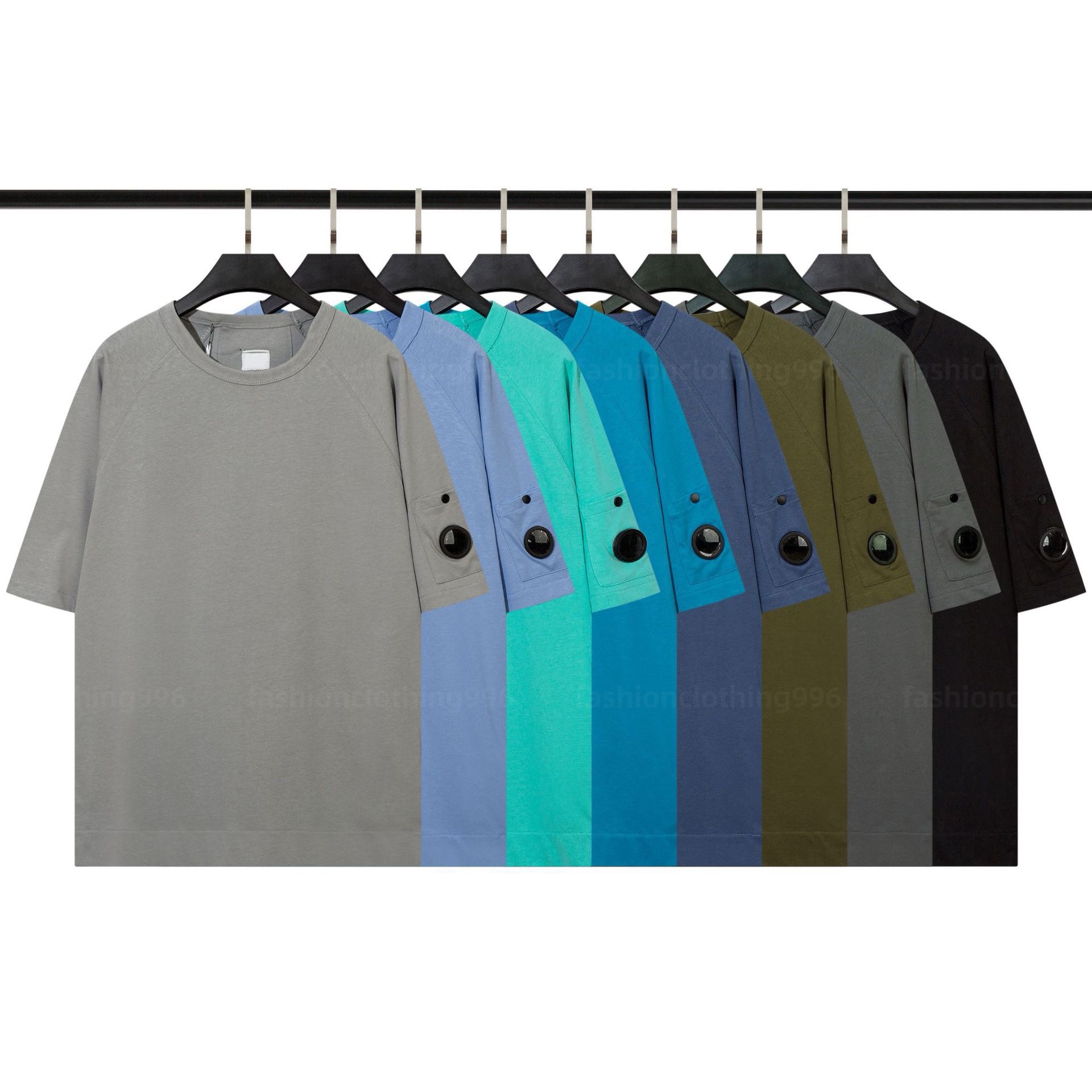 Designer t shirt men tshirt shorts sets Mens designer clothes polo tshirts Button pocket design high quality organic cotton tshirt Long sleeve shirt casual short man