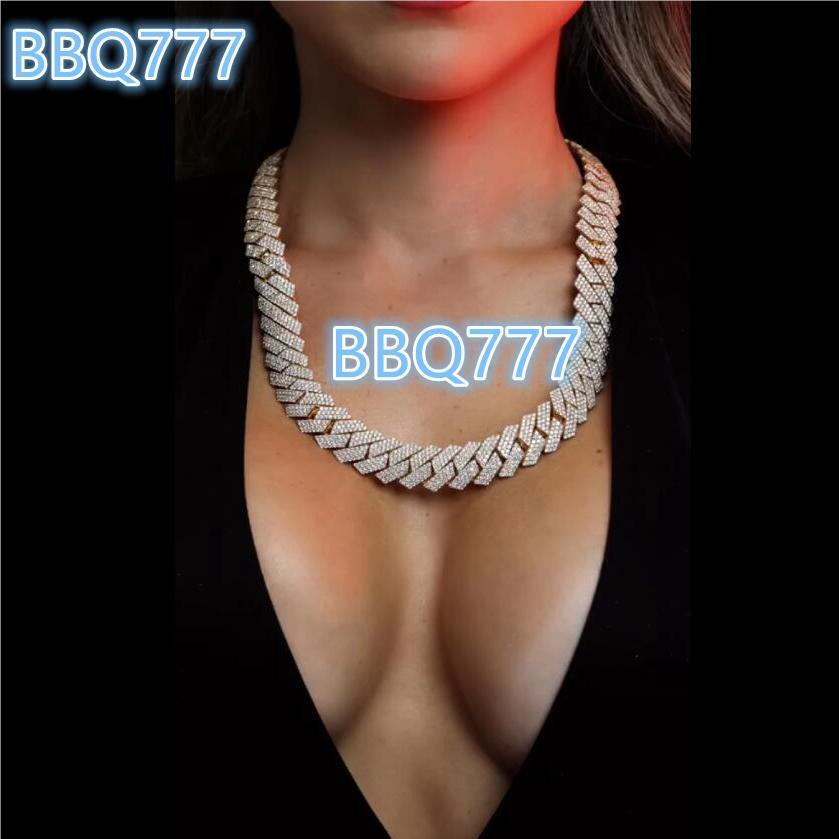 Sexy16mm Micro Pave VVS Moissanite Iced Out Cuban Link Chain Pass Diamond Tester 925 Sterling Silver Men Luxury Cuban Necklace