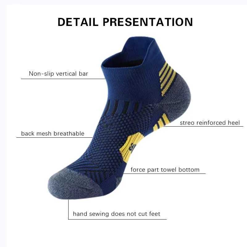 3 Pairs Professional Mens Sports Socks Outdoor Running Fitness Climbing Thick Quick Drying Towel Short Socks for Men Size 39-45 X250725