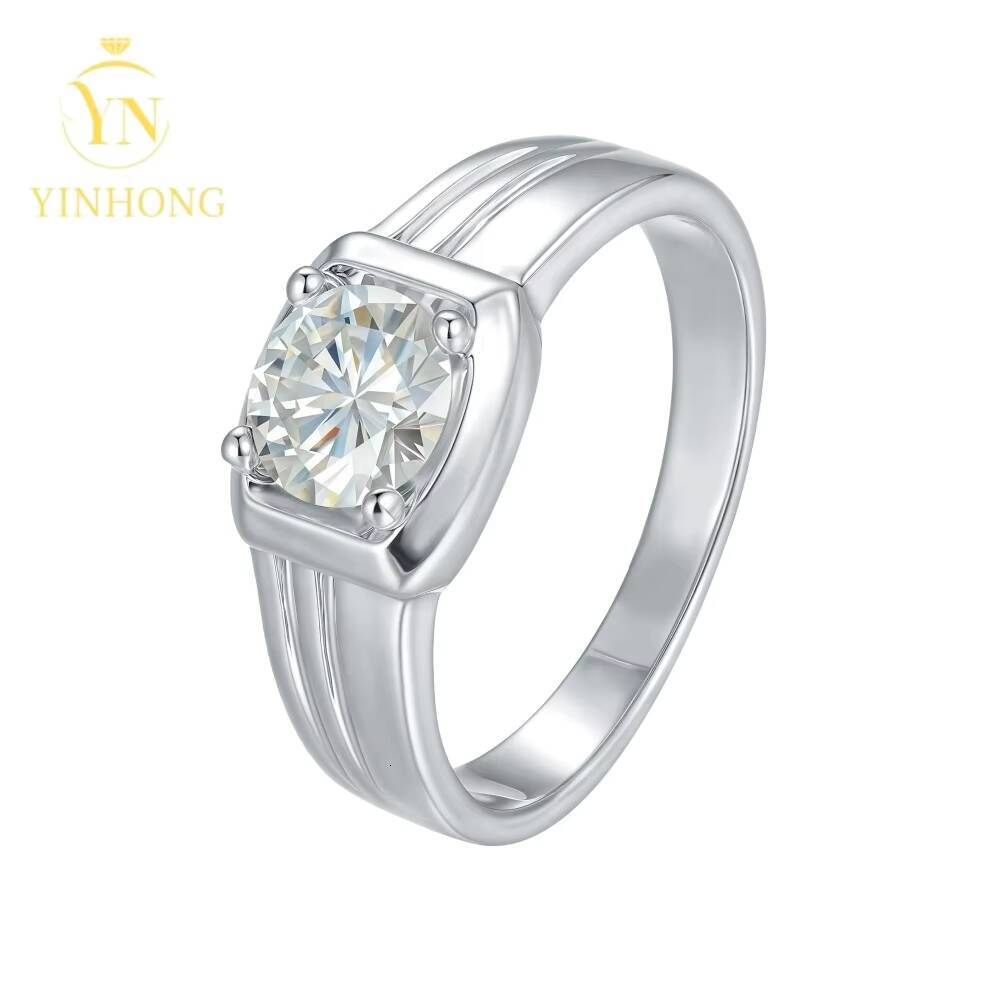 Simple Mens Moissanite S925 Sterling Silver Wholesale price Eternity Mens Rings