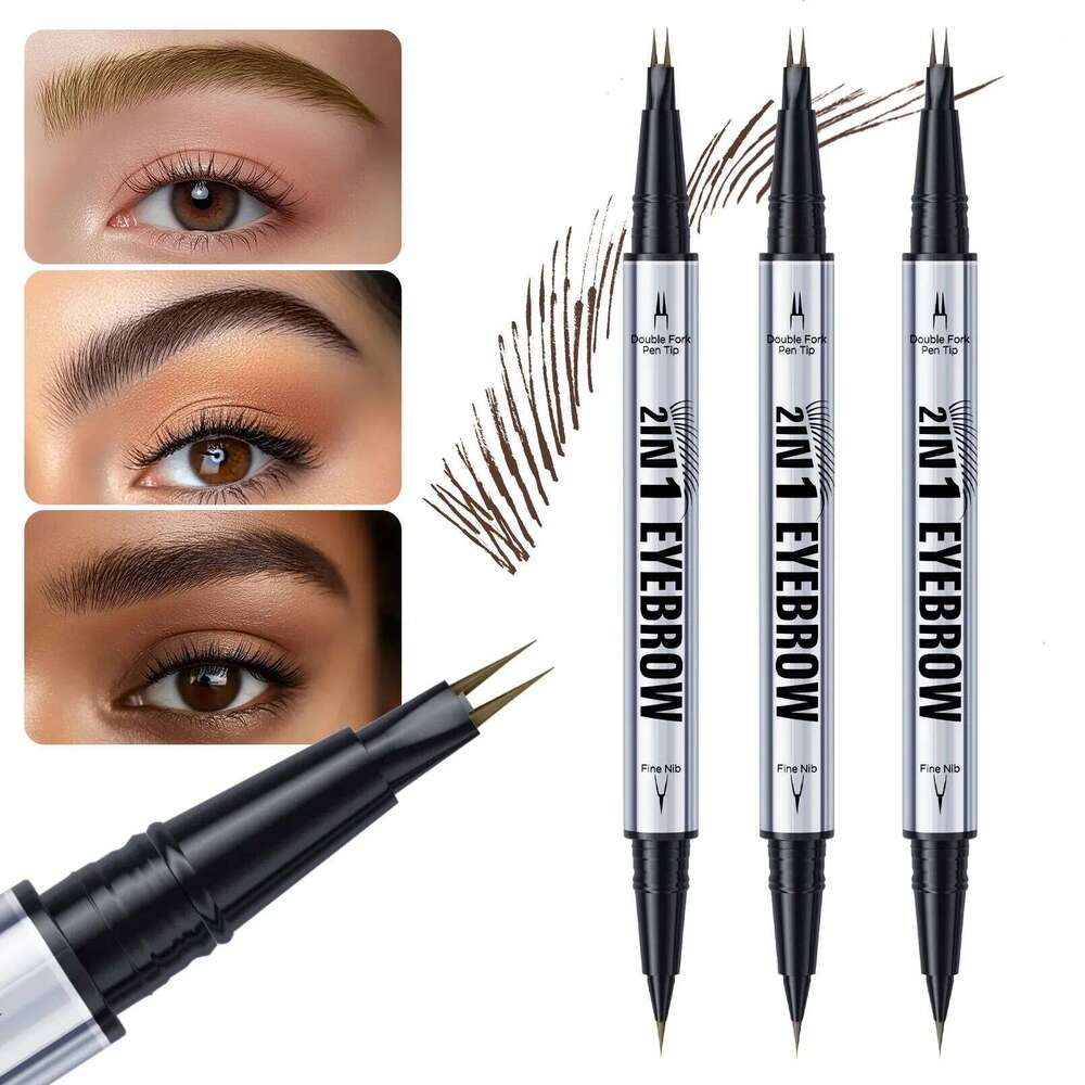 Two-pronged Waterproof Two-in-one Liquid Pencil Curved Eyebrow Pen With Fork And Precise Brush Tip Makeup X250723 X250723 X250723