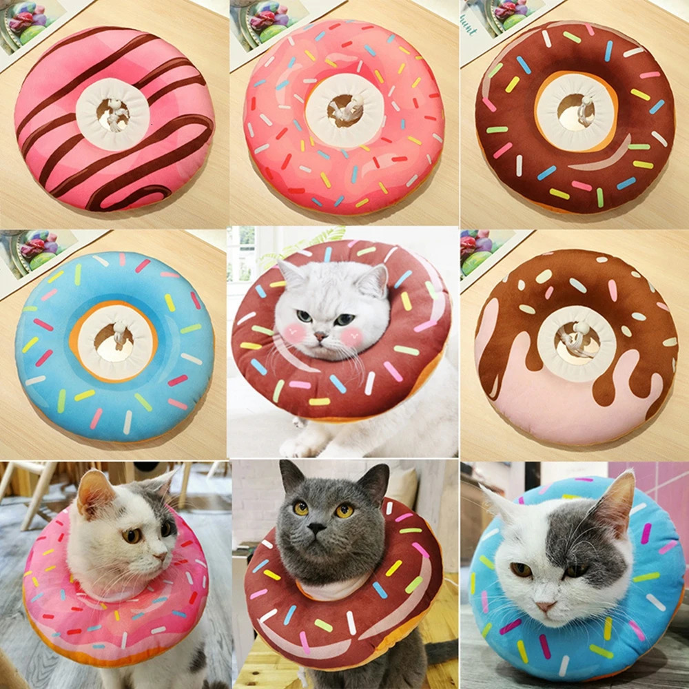 Adjustable Cat Recovery Collar Cute Cat Donut Collar Soft Cone Collars for Cat Wound Healing Protective Cone After Surgery 250716