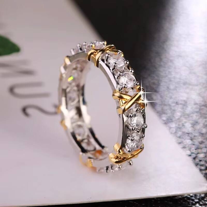 S925 Sterling Silver Moissanite Full Diamond Cross Ring High-End European American Design Stylish Accessible Luxury Trendy