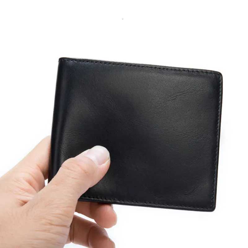Soft Genuine Leather Wallet Mens Cow Leather Wallets Man Small card holder Wallets Balck Short Purse for Male Z250725