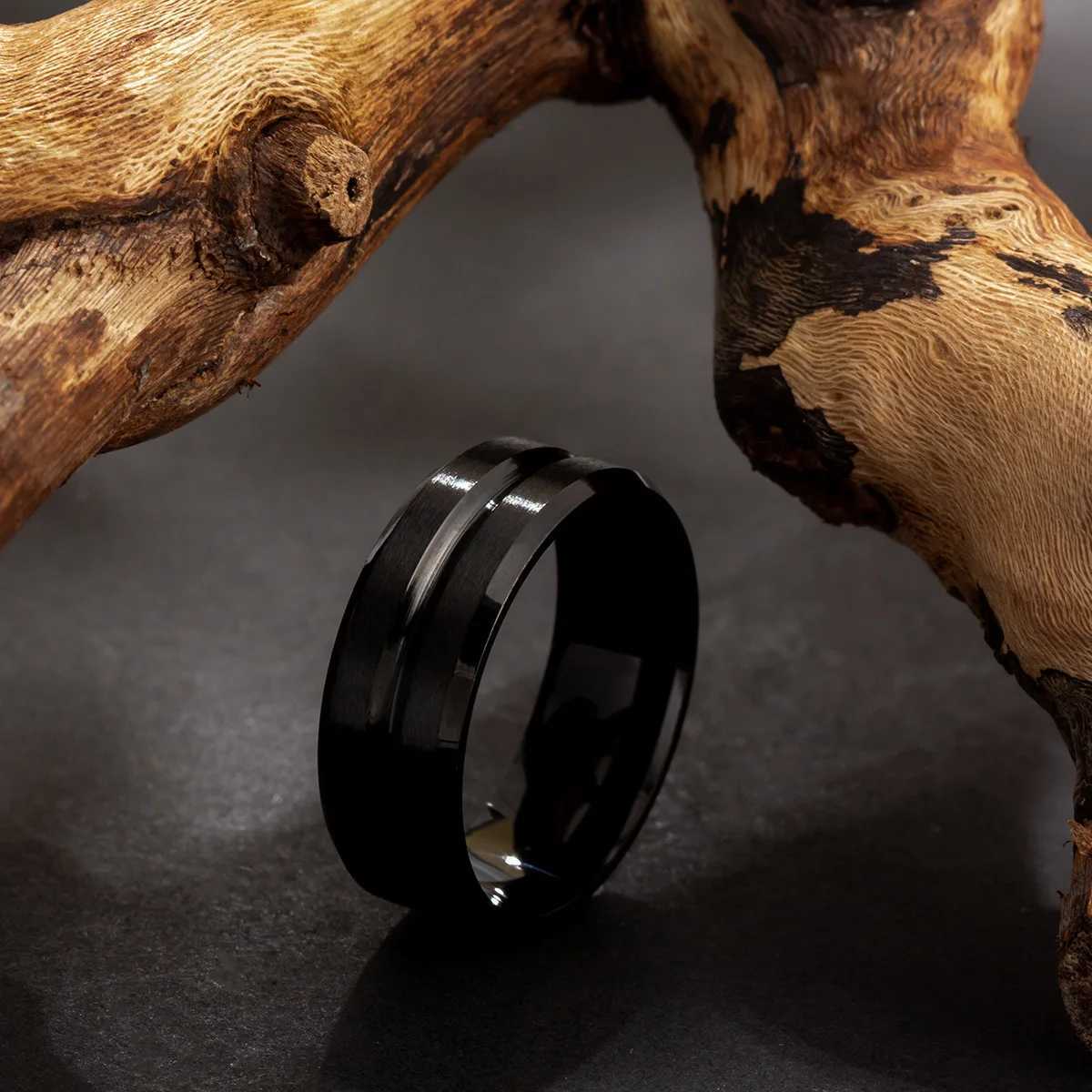 Titanium Steel Frosted Ring Middle Groove for Women Men Jewelry Gift Birthday Present Adjustable Size 5-14 Y250724
