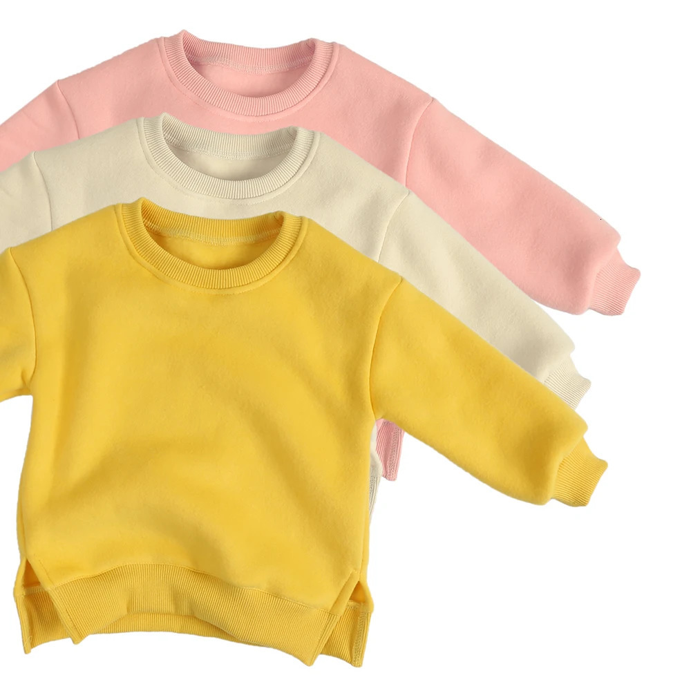 2025 Winter Autumn Hoodies Pullovers Kids Boys Girls Clothes Korean Baby Thicken Fleece Sweatshirt Childrens Clothing 6M-7T 250724
