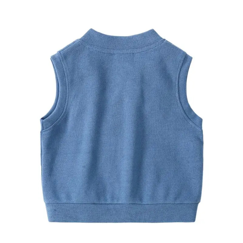 Spring Autumn Young Kids Boy Vest Letter Sticker Zipper Little Boys Sleeveless Jakcet Solid Casual V-collar Infant Boy WaistCoat 250724