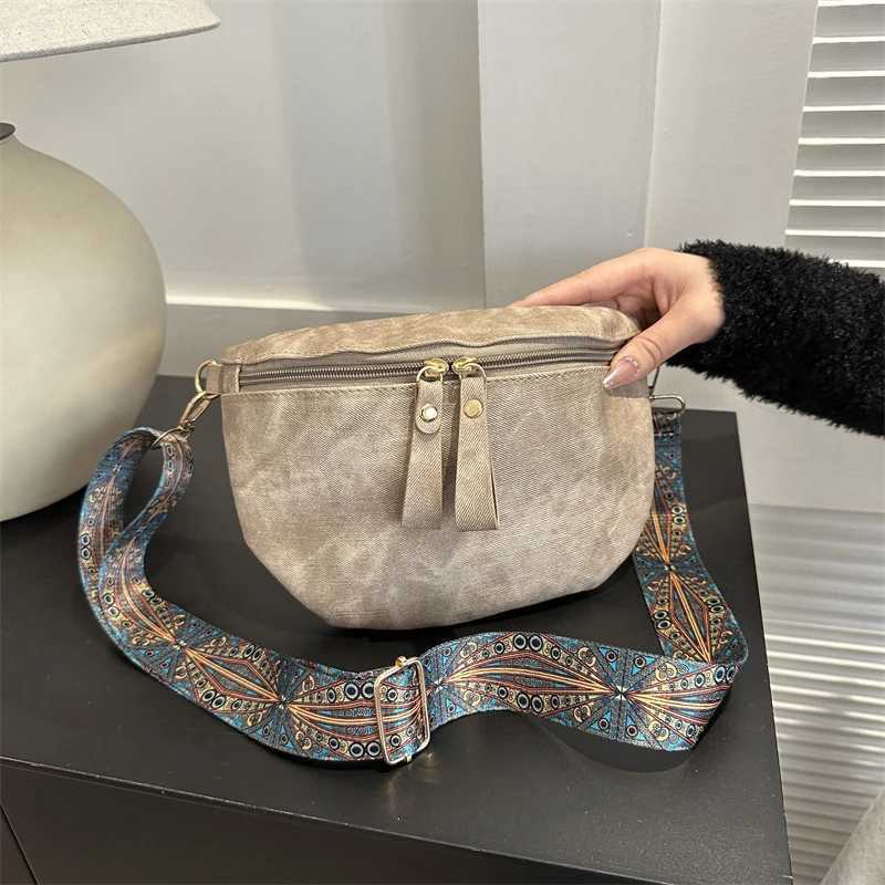2023 PU Leather Waist Bags Stylish Hobo Solid Color Shoulder Sahel Luxury Designer Ch Bag Wide Strap Fi Fanny Pack Y250724