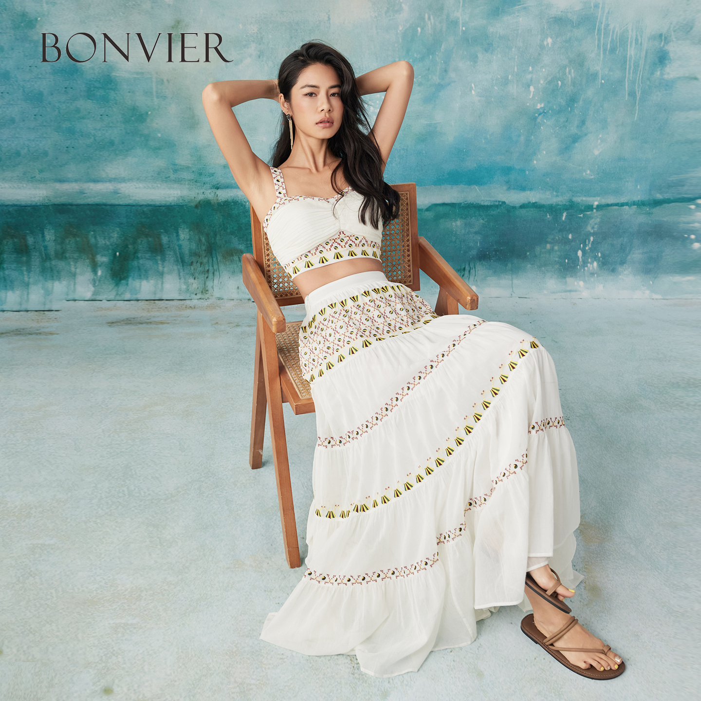 2025 Summer New South French Style Camisole Top Embroidered A-line Skirt Fashion Suit Women 6112787