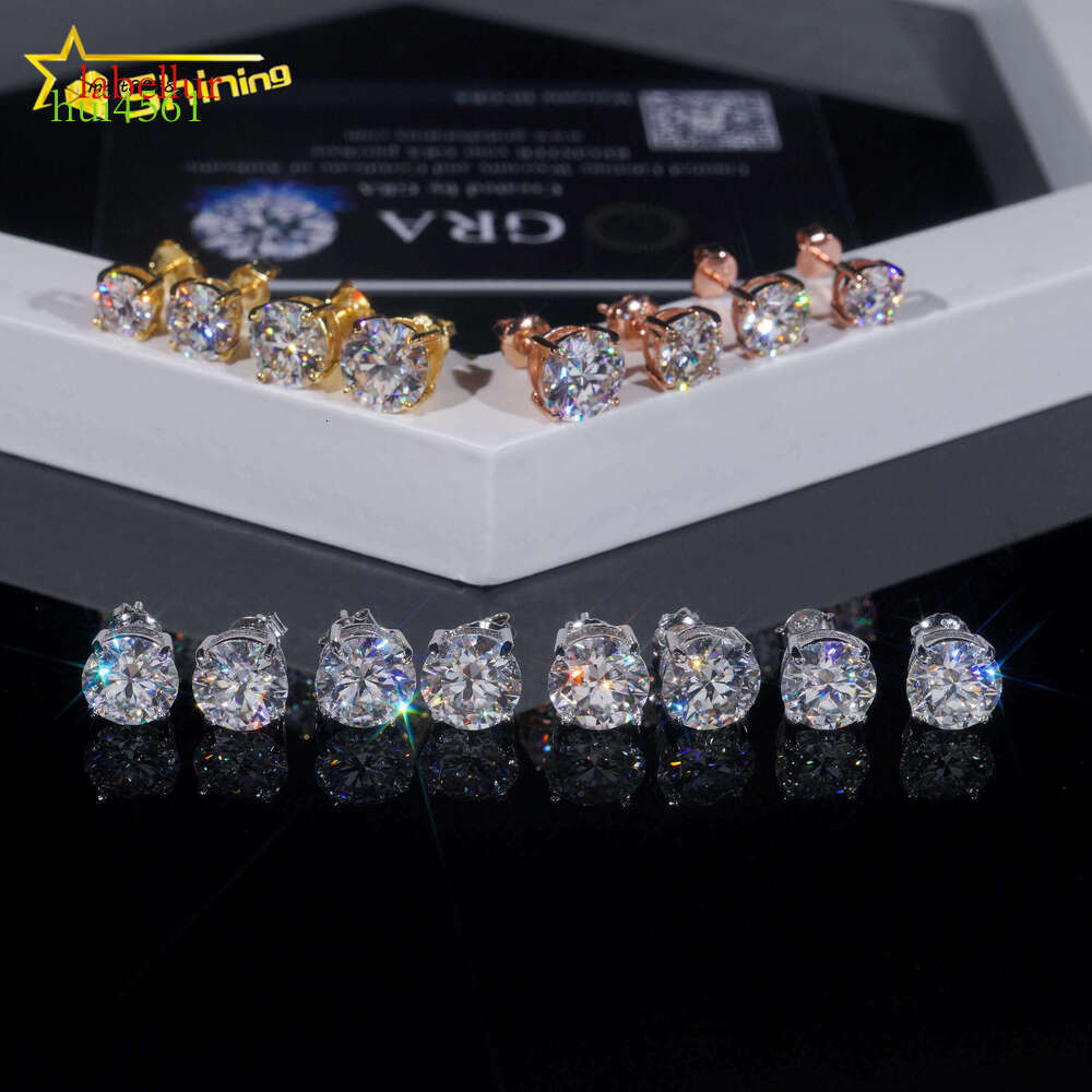 High Quality Sier D VVS1 Round Brilliant Cut Moissanite Earrings Fine Jewelry Women Studs Ear Daily Wear